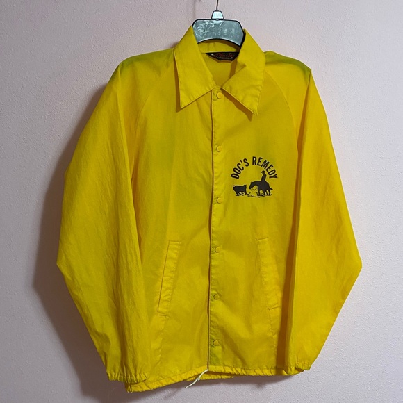 RARE! Vtg 70's Pla Jac by Dunbrooke Yellow Nylon Windbreaker “Doc’s Remedy” - Picture 2 of 10